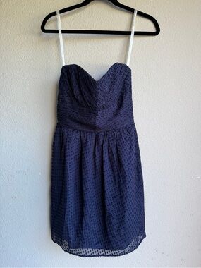 Shoshanna Navy Strapless Eyelet Sweetheart Dress